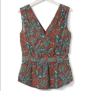 Banana Republic 100% Silk Peplum Paisley Top